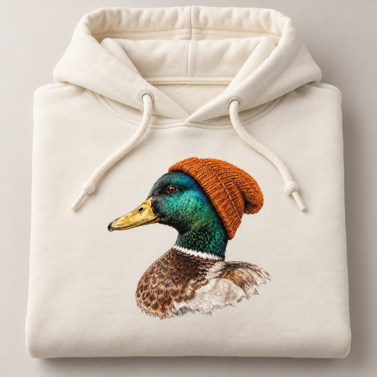 Funny Duck in Beanie Hoodie