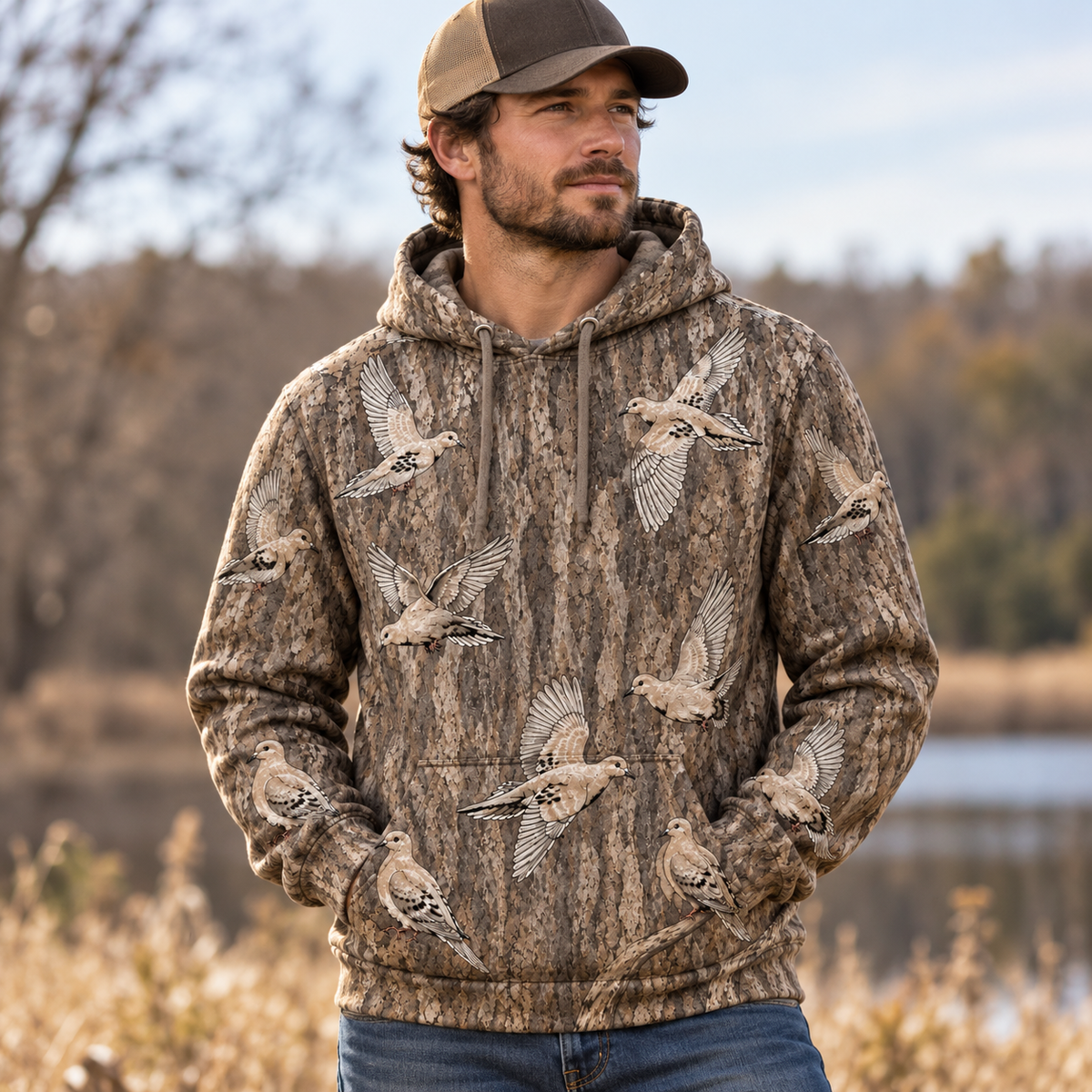 Bottomland Camo Dove Hoodie