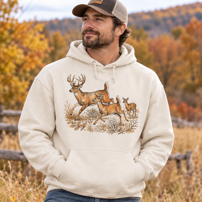 Vintage Buck Doe Fawn Hoodie