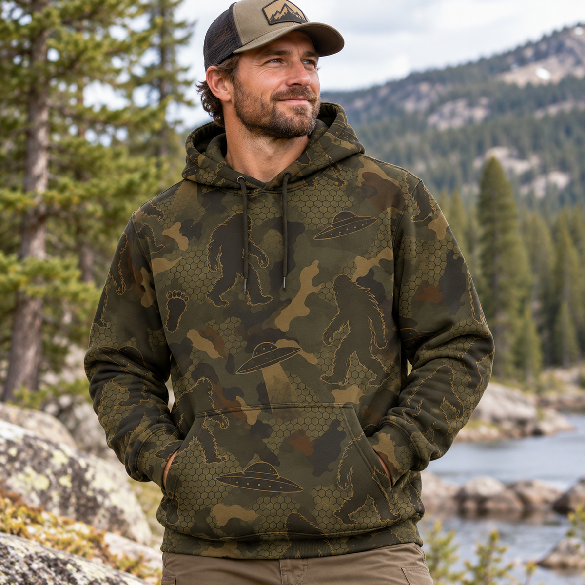 Bigfoot pattern UFO Hoodie