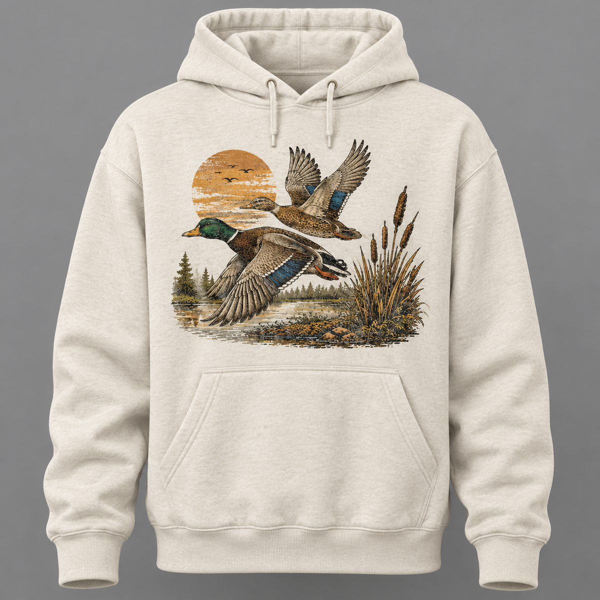Vintage Flying Mallard Duck Hunting Hoodie