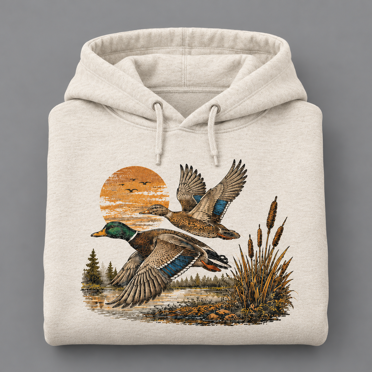 Vintage Flying Mallard Duck Hunting Hoodie