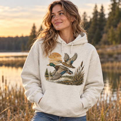 Vintage Flying Mallard Duck Hunting Hoodie