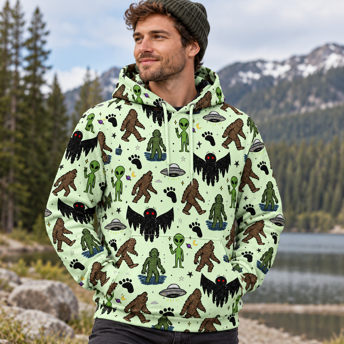Bigfoot Mothman Alien Hoodie VC2110