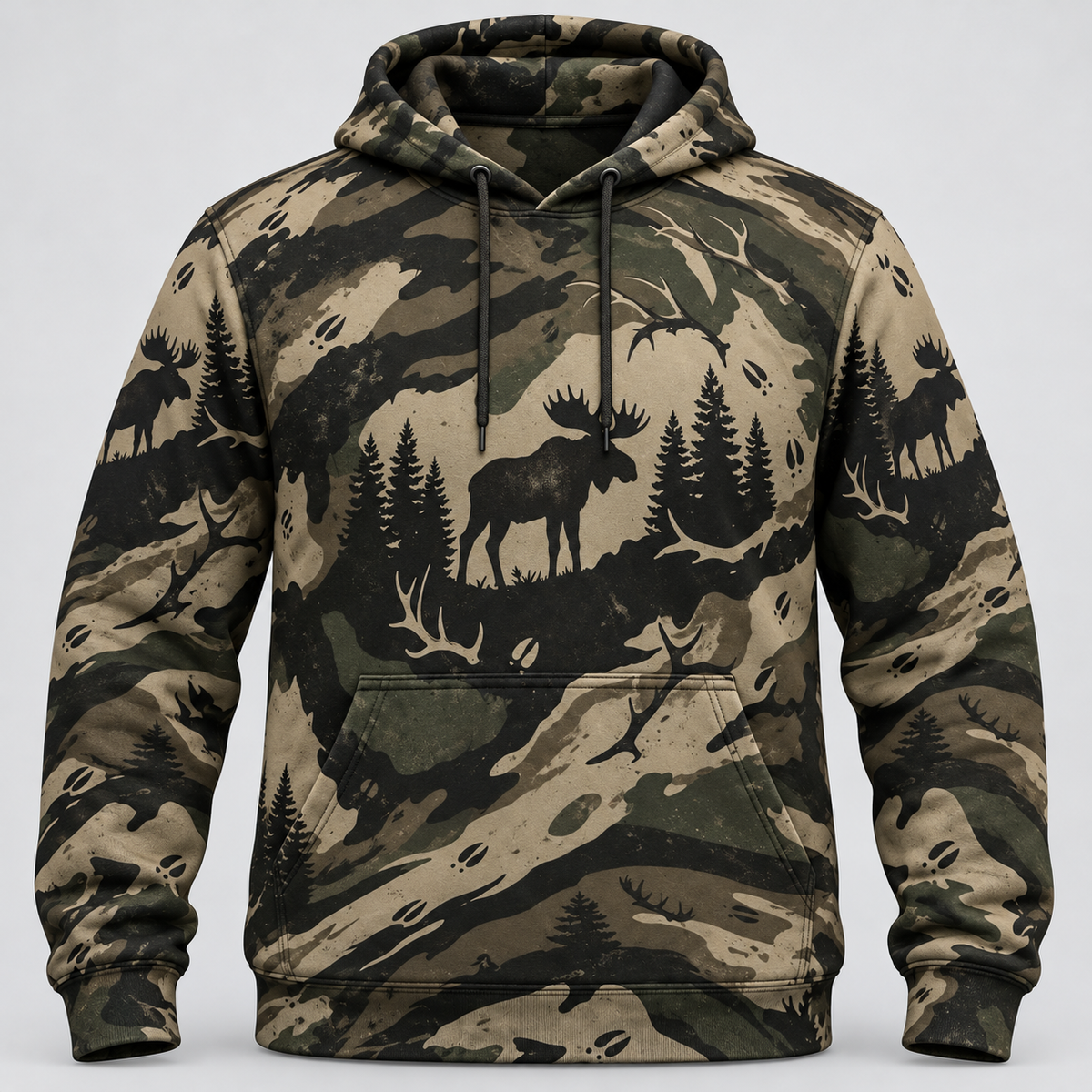 Moose Hunting Camo silhouette Hoodie VC271001