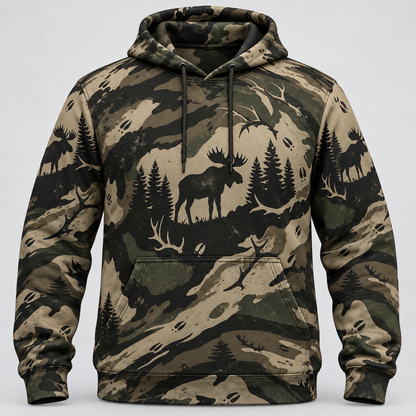 Moose Hunting Camo silhouette Hoodie VC271001
