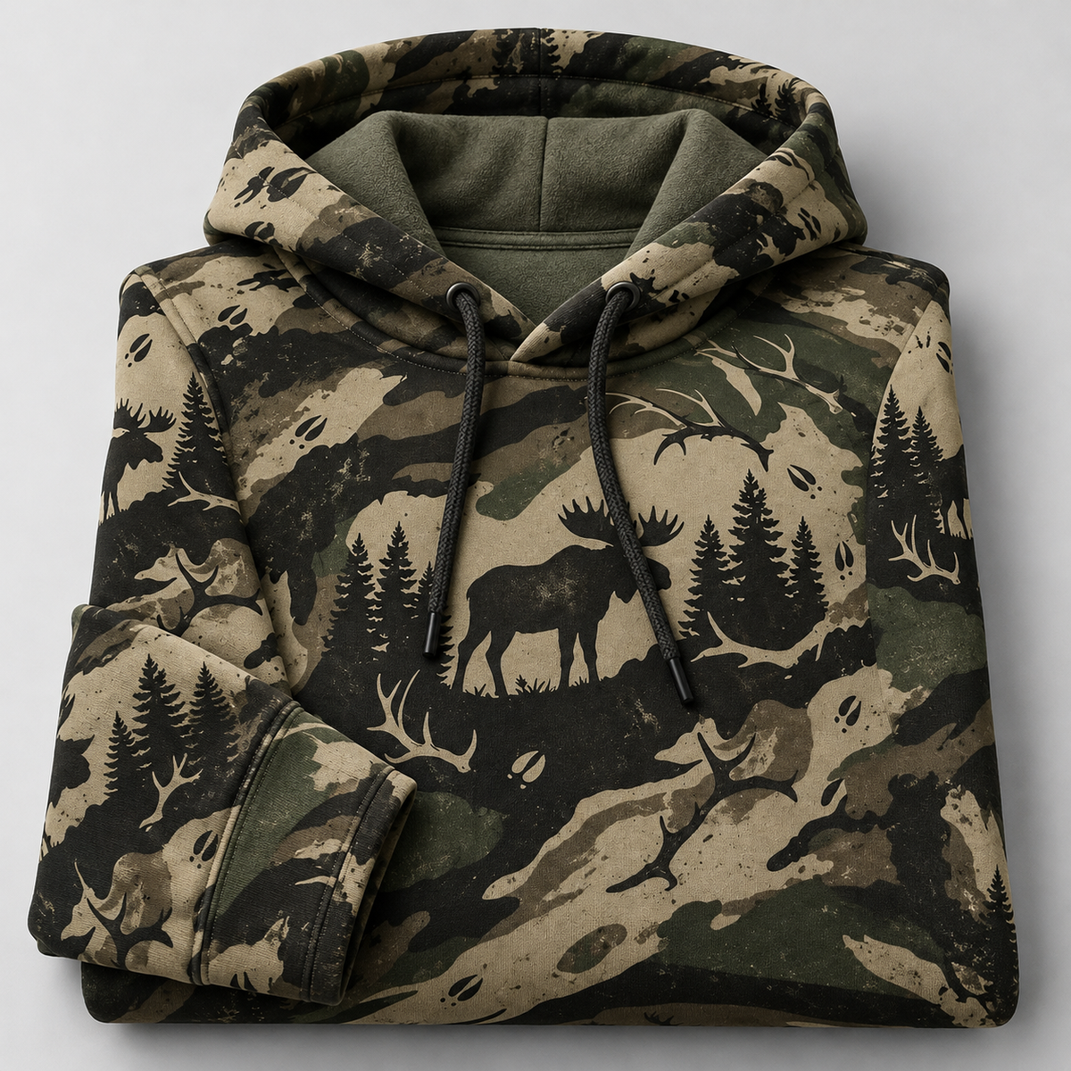 Moose Hunting Camo silhouette Hoodie VC271001