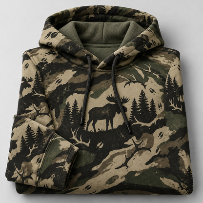 Moose Hunting Camo silhouette Hoodie VC271001