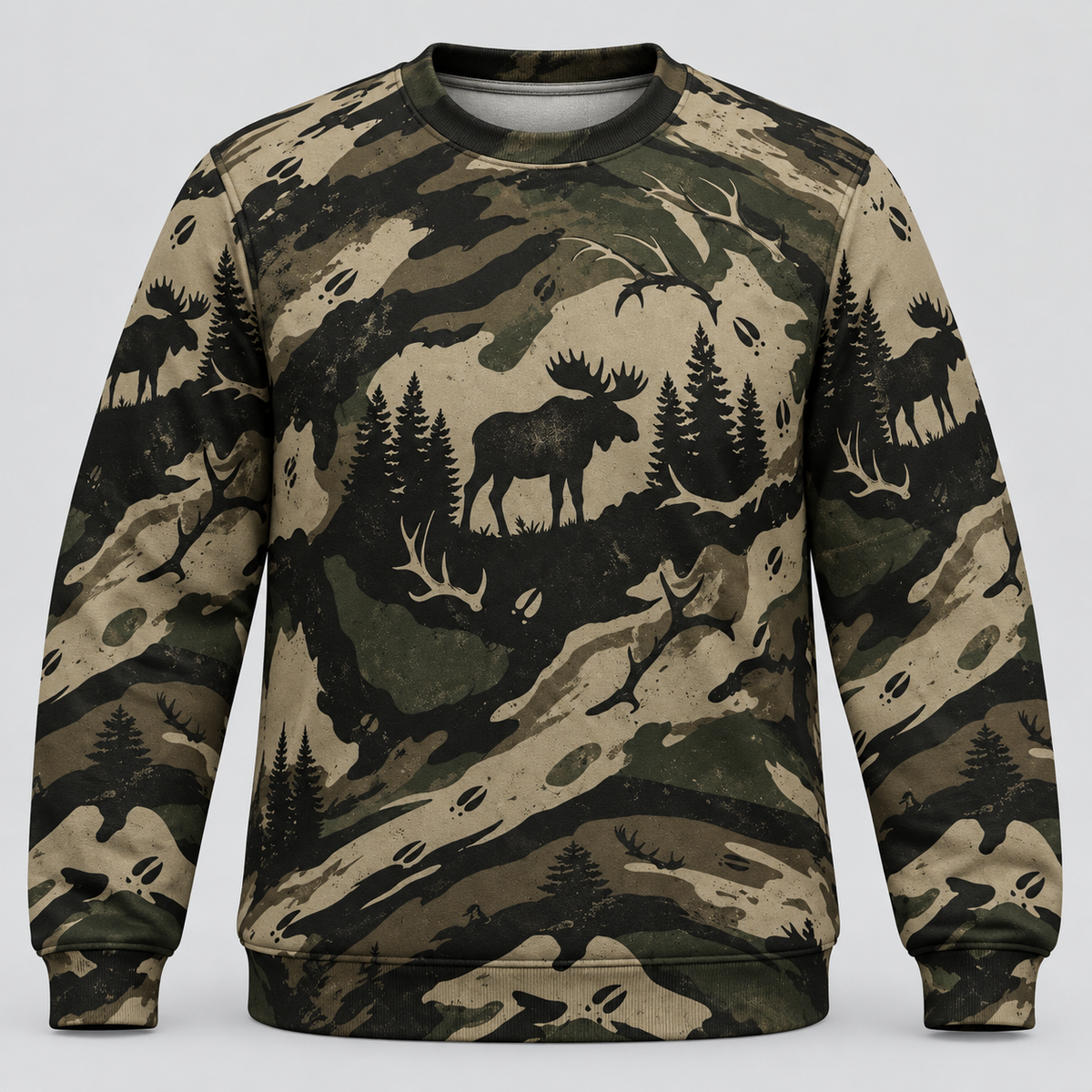 Moose Hunting Camo silhouette Hoodie VC271001