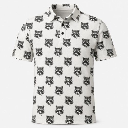 Raccoon White Polo Shirt VCP1020