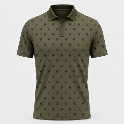 Raccoon Head Pattern Polo Shirt VCP1017