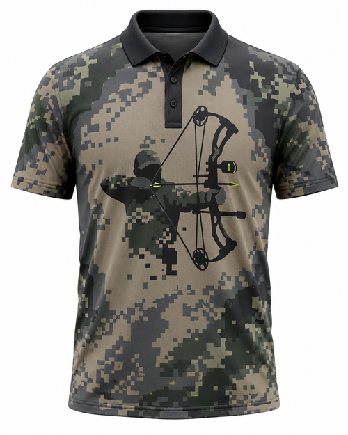 Deer Camo Archery Hunter Polo Shirt VCP1011