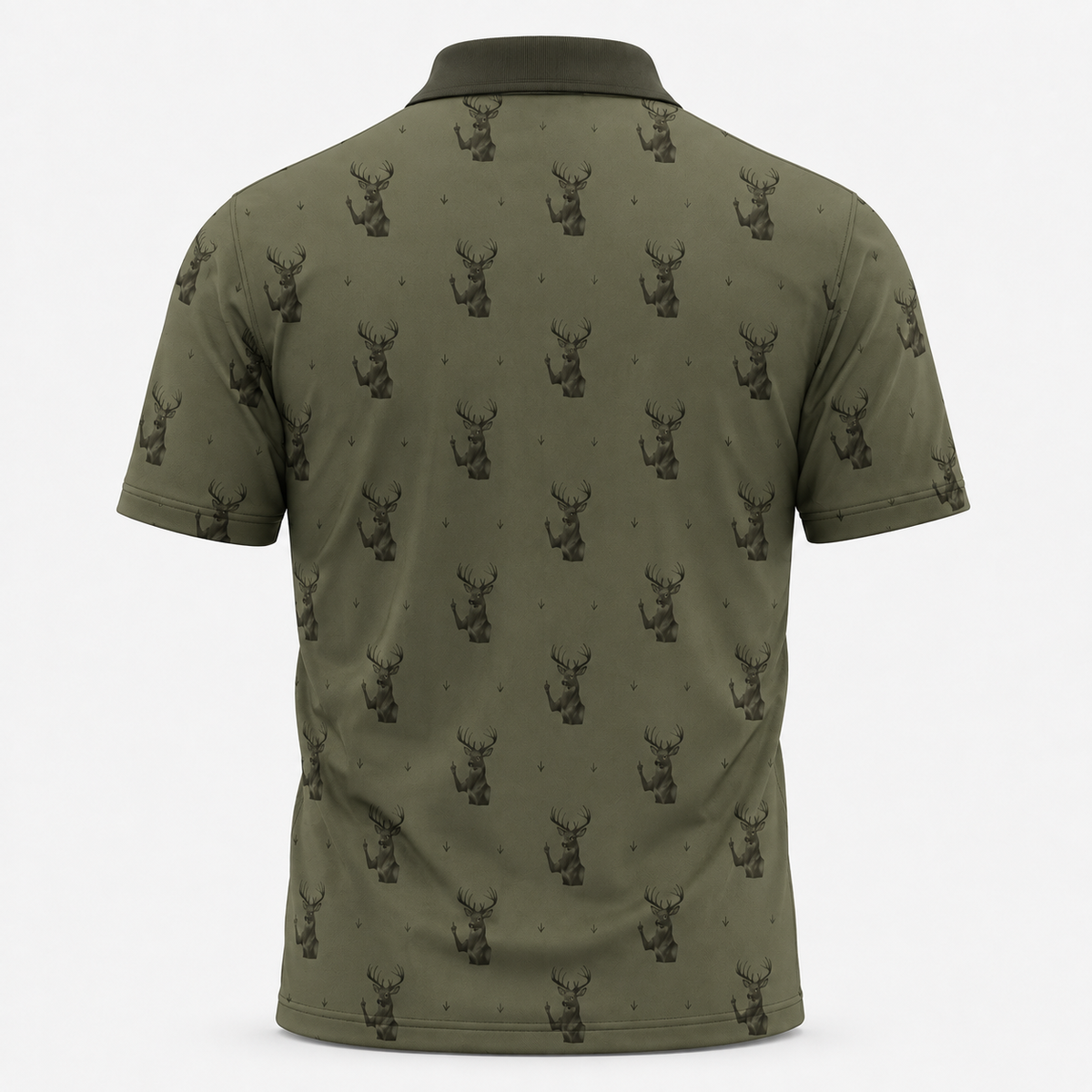 Deer Flipping Off Camo Olive  Polo Shirt VCP1018