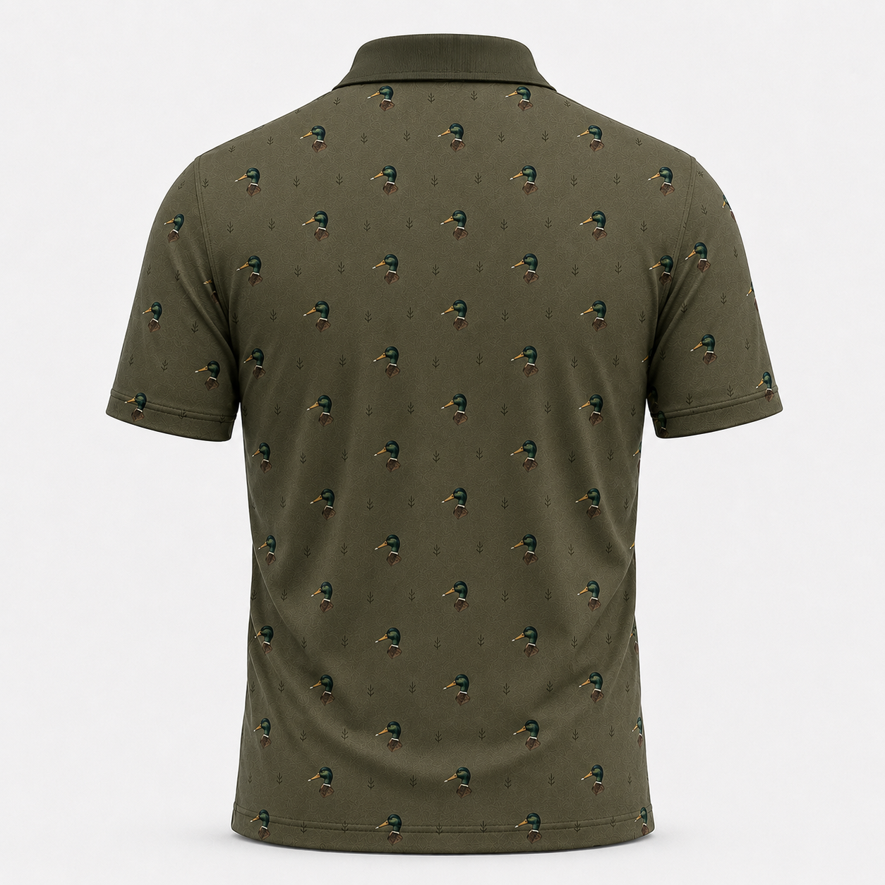 Mallard Duck Head Pattern Olive Polo Shirt VCP1019