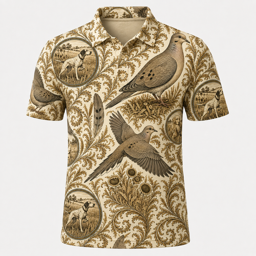 Mourning Dove Hunting Dog Toile Polo Shirt VCP1036