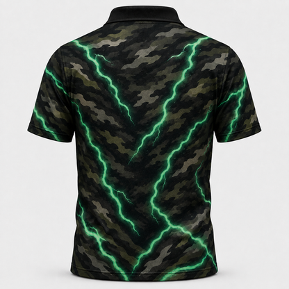 Black Lab Duck Retriever Lightning Camo Polo Shirt VCP1021