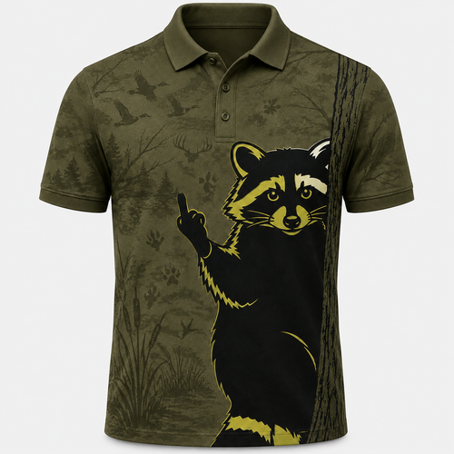 Raccoon Flipping Off Polo Shirt VCP1031