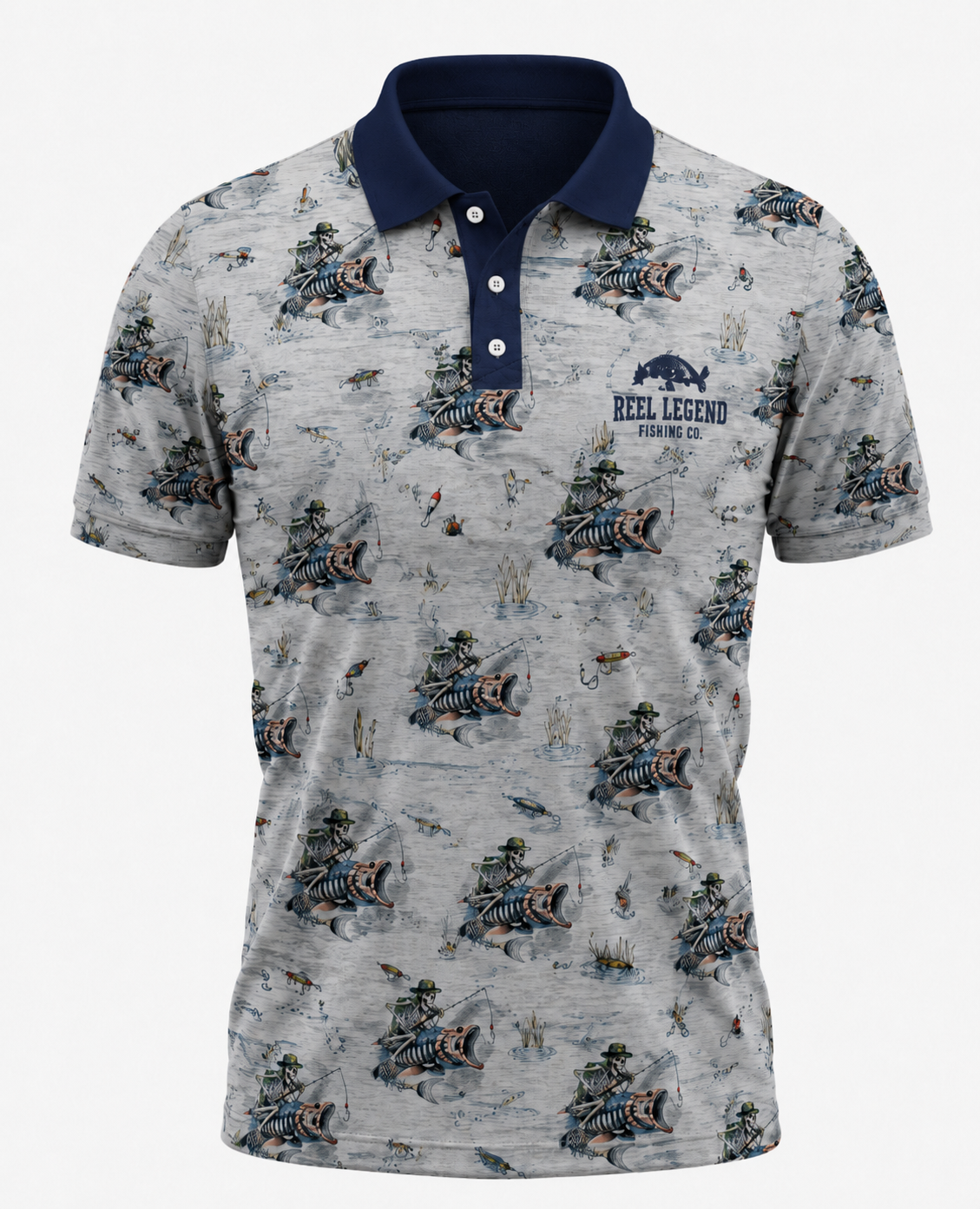 Skeleton Angler Fishing Polo Shirt VCP1030