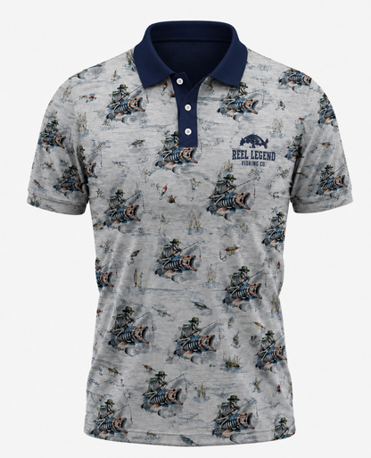 Skeleton Angler Fishing Polo Shirt VCP1030