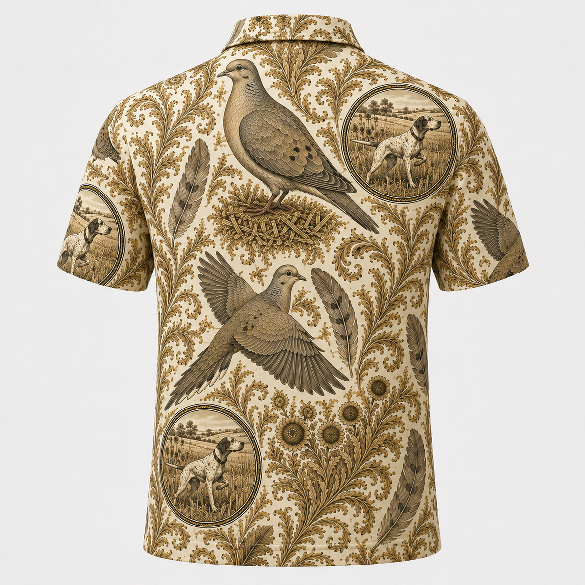 Mourning Dove Hunting Dog Toile Polo Shirt VCP1036