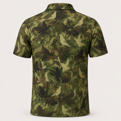 Dove Hunter Camo Polo Shirt Green Hunting Silhouette VCP1043