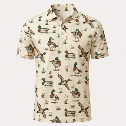 Mallard Duck Waterfowl Cream Polo Shirt VCP1045