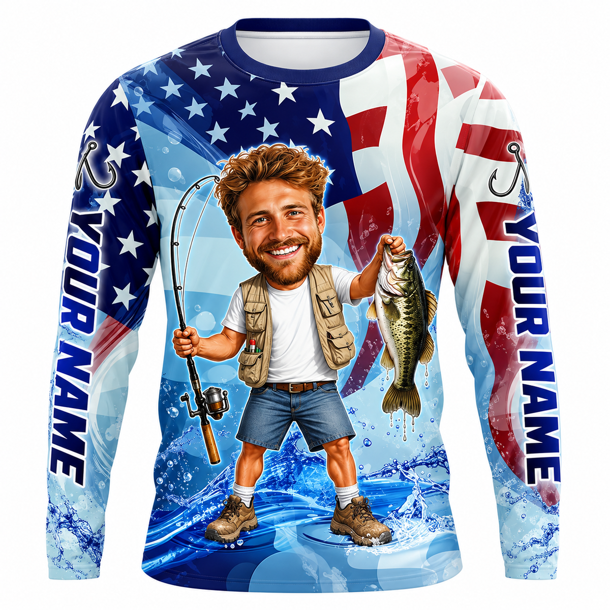 Custom Photo Fishing Tournament Team Name Polo Shirt VC271005