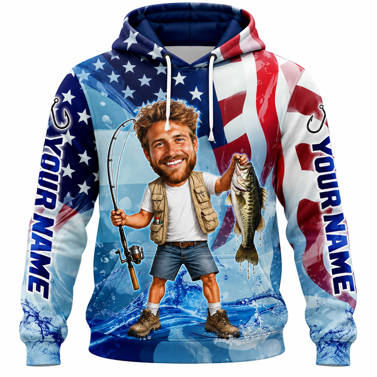 Custom Photo Fishing Tournament Team Name Polo Shirt VC271005
