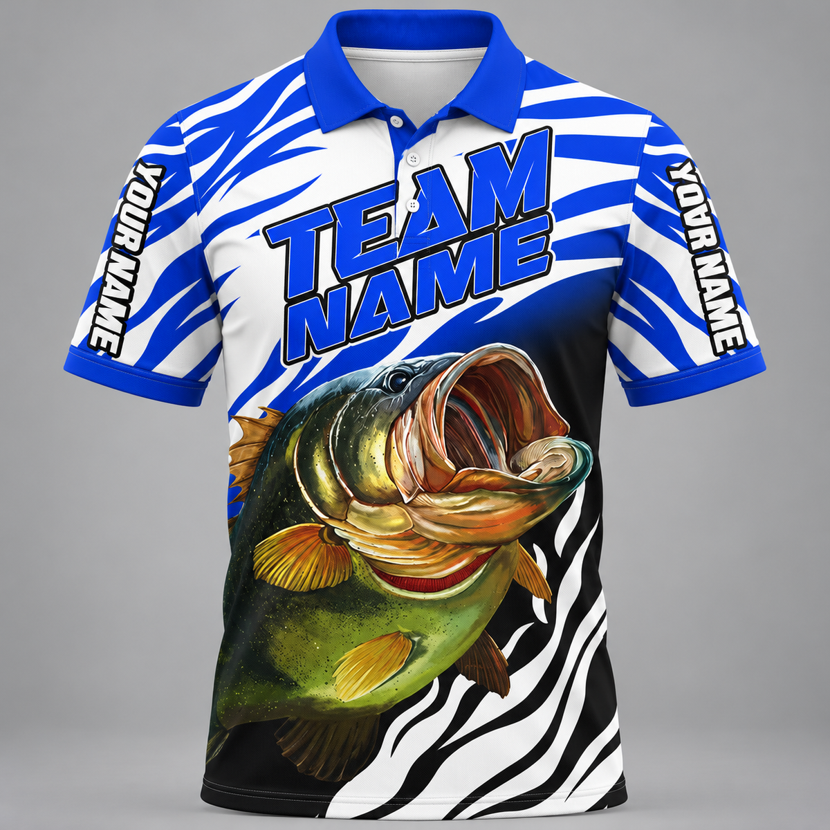 Blue Fishing Tournament Team Name Polo Shirt VC271004