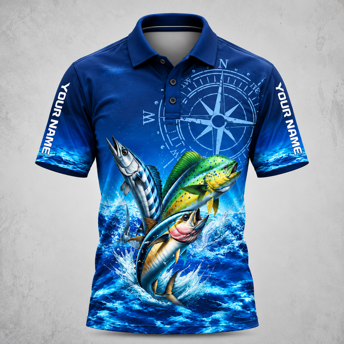 Custom Name Deep Sea Fishing Polo Shirt VCE1026