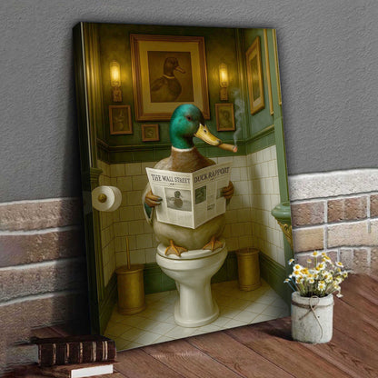 Duck Reading News Bathroom Wall Art – Rustic Decor for Men, Hunting Cabin Poster Hunters