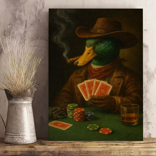 Duck Playing Poker Canvas Wall Art