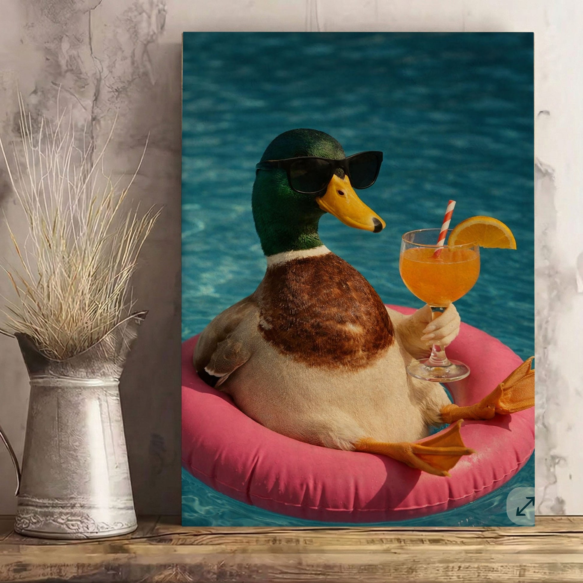 Duck with Cocktail Summer Chill Wall Art