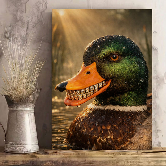 Duck with Diamond Teeth – Dark Humor Statement Wall Art