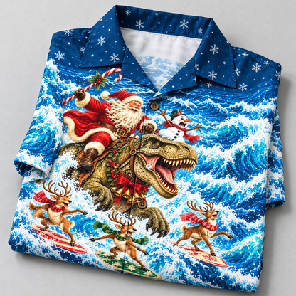 Festive Santa T-Rex Hawaiian Shirt VC26108