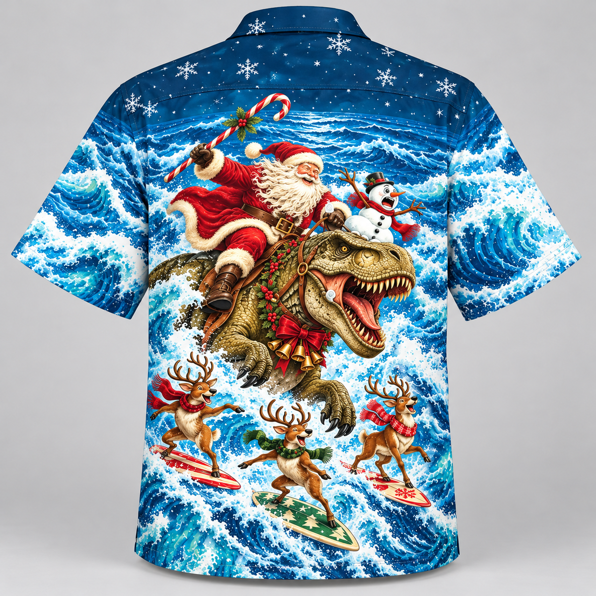 Festive Santa T-Rex Hawaiian Shirt VC26108