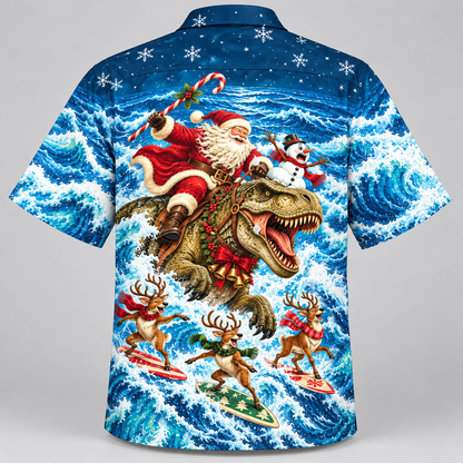 Festive Santa T-Rex Hawaiian Shirt VC26108