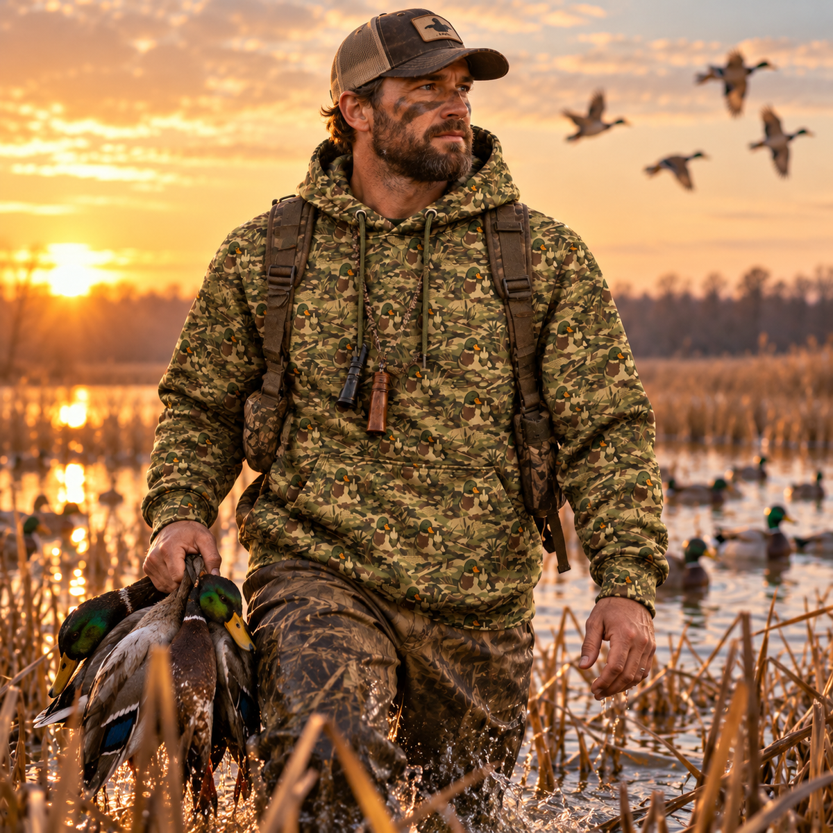 Mallard Duck Camo Pattern Hoodie