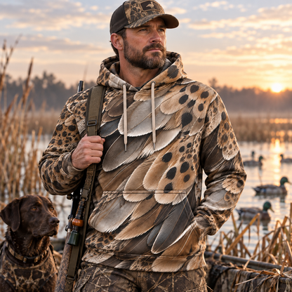 Dove Feather Pattern Hoodie