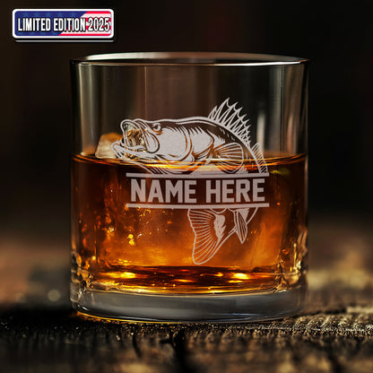 Personalized Fishing Whiskey Glass, Custom Engraved Bass Whiskey Glass Gift for Fishermen 2025