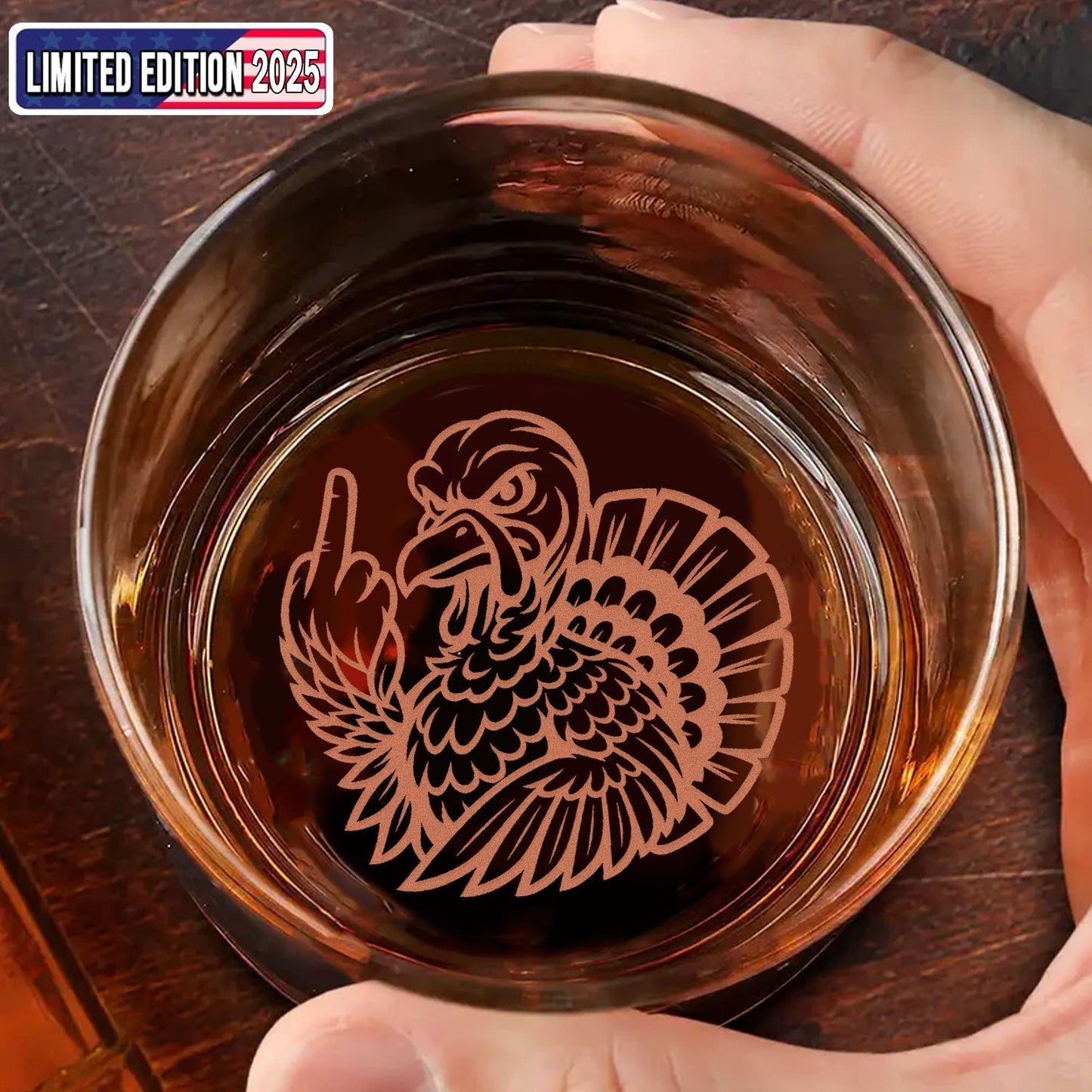 Badass Turkey Engraved Whiskey Glass – Funny Hunting Whiskey Glass 2025 Limited Edition for Hunters & Drinking Lovers