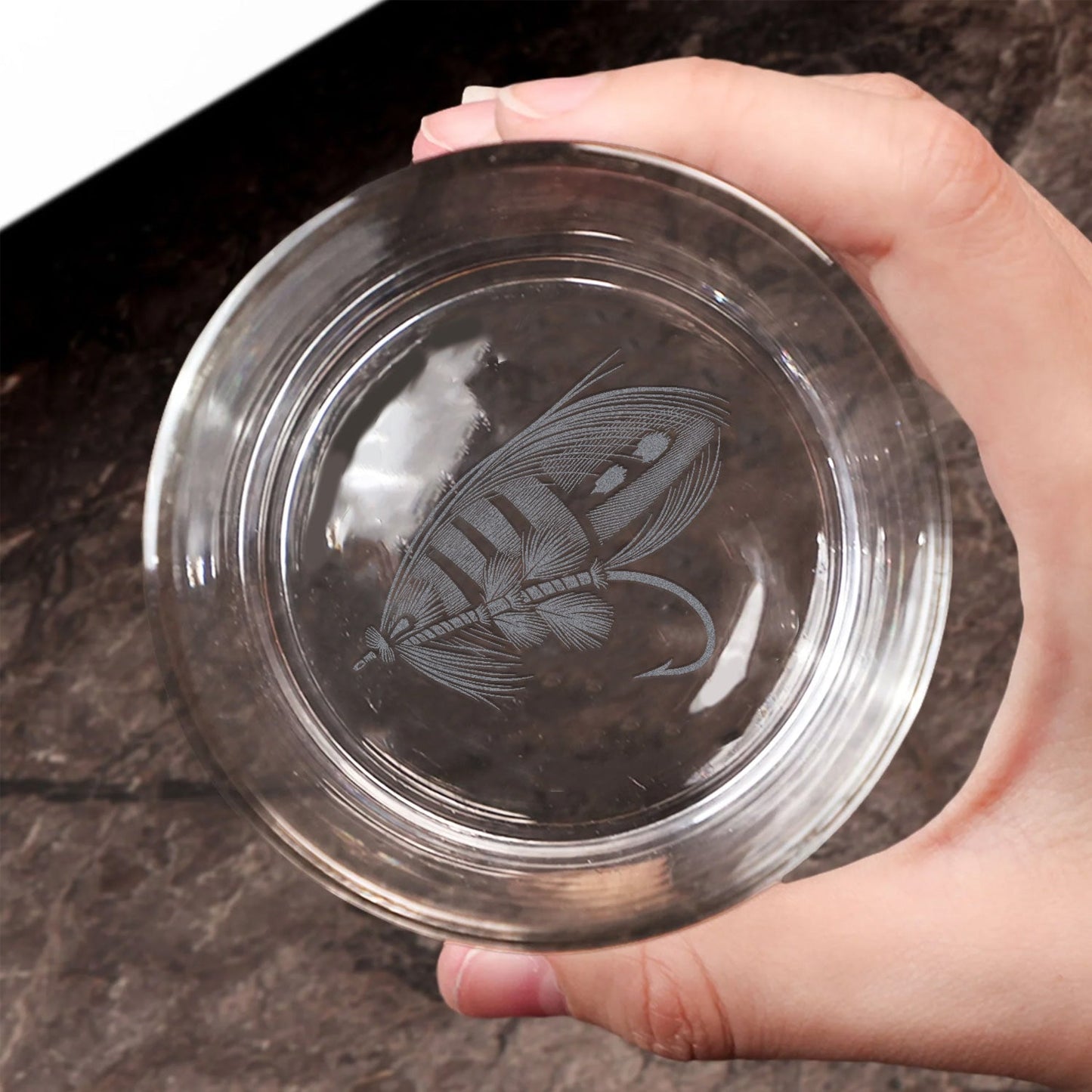 Fly Fishing Engraved Whiskey Glass – Whiskey Glass for Men, Fishermen & Drinking Lovers