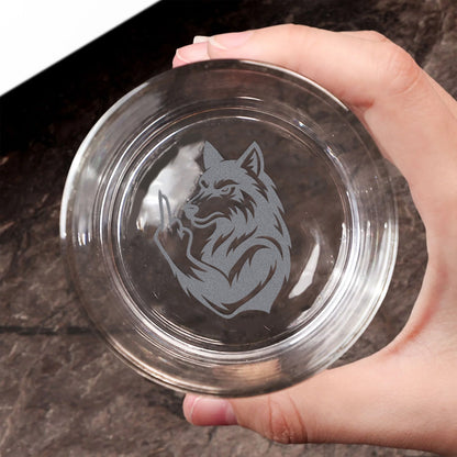 Savage Wolf Engraved Whiskey Glass – Funny Funny Finger Whiskey Glass for Badass Men & Hunters