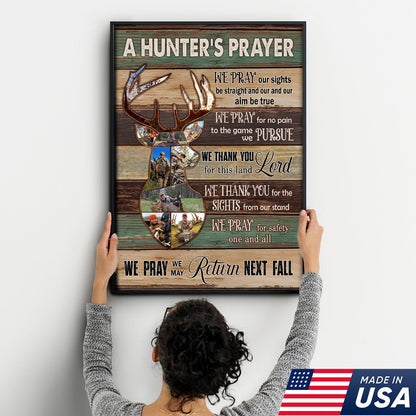 Personalized Image Hunter’s Prayer Canvas – Custom Deer Hunting Wall Art Gift for Hunters