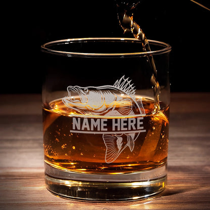 Personalized Fishing Whiskey Glass, Custom Engraved Bass Whiskey Glass Gift for Fishermen 2025