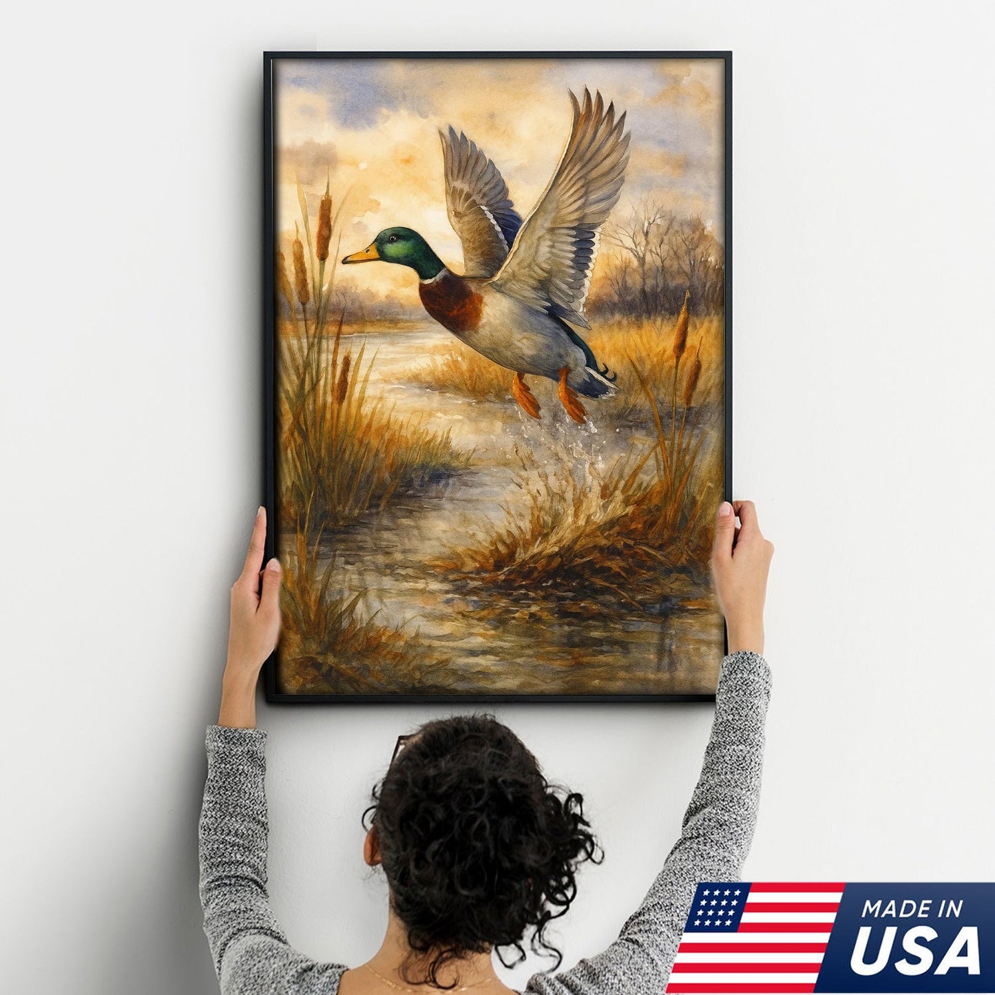 Set of 4 Hunting & Wildlife Canvas Wall Art – Bass, Deer, Turkey & Mallard