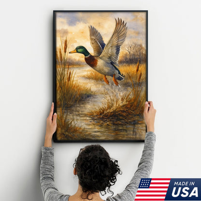 Set of 4 Hunting & Wildlife Canvas Wall Art – Bass, Deer, Turkey & Mallard