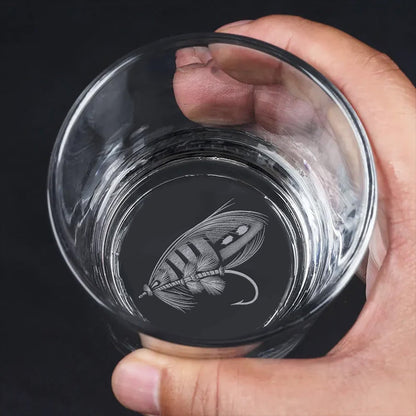 Fly Fishing Engraved Whiskey Glass – Whiskey Glass for Men, Fishermen & Drinking Lovers