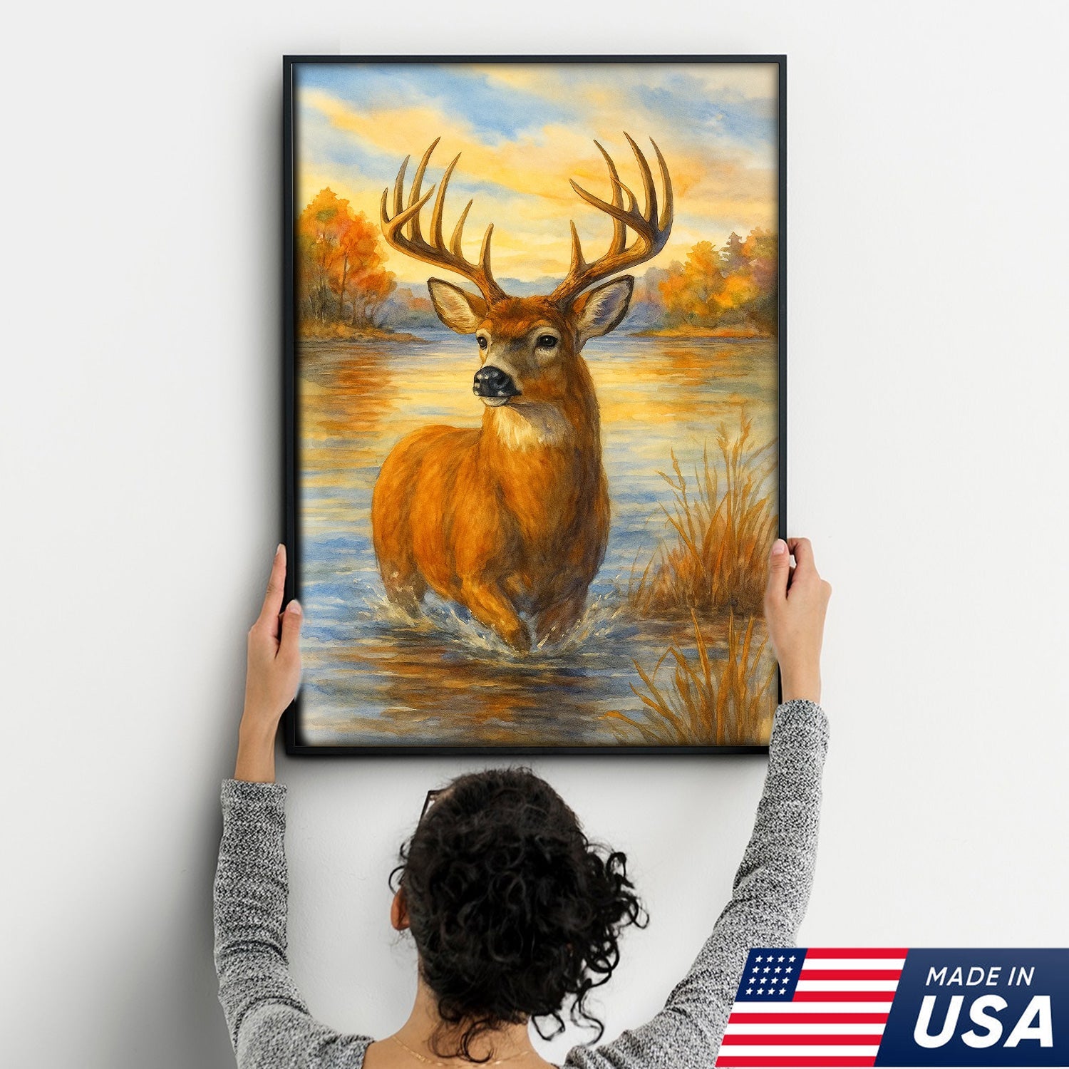 Set of 4 Hunting & Wildlife Canvas Wall Art – Bass, Deer, Turkey & Mallard