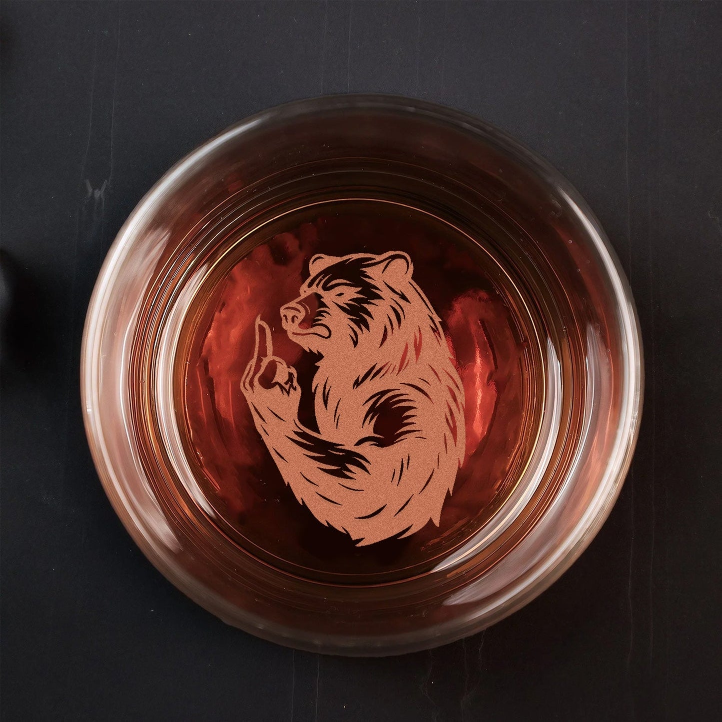 Bear Engraved Whiskey Glass – Funny Funny Finger Whiskey Glass for Men, Unique Barware Gift